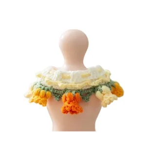 Handmade crochet tulip cat collar cute kitten puppy knitted bib small pet decorative neckerchief