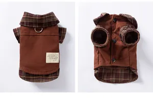 Camicia calda per cani autunno inverno abbigliamento per animali domestici a quadri con anello D.