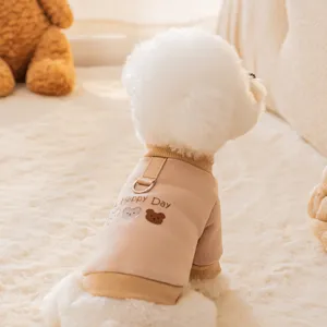 Herfst Winter Huisdier Hond Hoodie Leuke Berenprint Warme Fleece Kleding Kleine Honden Puppy Jas