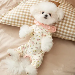 Mono lindo para mascotas, pijama suave de cuatro patas para perros pequeños y teddy.