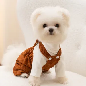 Süße Hunde-Vierbeiner-Kleidung Kord-Latzhose warme Haustierbekleidung für kleine Hunde Winter.