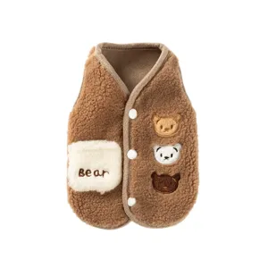 Gilet en polaire marron mignon pour petits chiens et chats, vêtements chauds pour chiots.