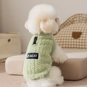 Gilet in Pile Caldo Invernale per Animali Domestici Maglione per Cani a Trecce Con Attacco Pettorina Vestiti per Cani Gatti Piccoli Medi