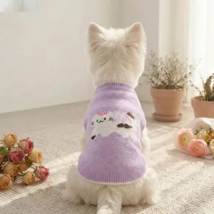 Jersey de punto para perro con diseño de gato, ropa de invierno ideal para mascotas pequeñas.