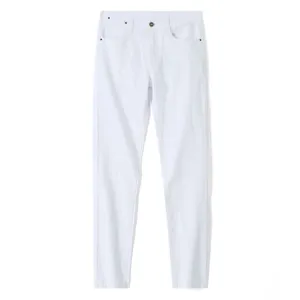 Men's White Slim Fit Denim Pants Casual Four Season Versatile Straight Jeans Main