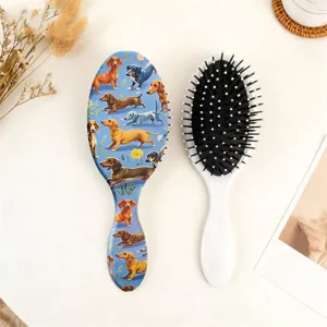 Jolie brosse à cheveux coussin imprimé chien teckel brosse de massage du cuir chevelu pour femmes