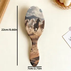 Running horses pattern hair brush massaging comb anti tangle hair styling tool 22x7cm