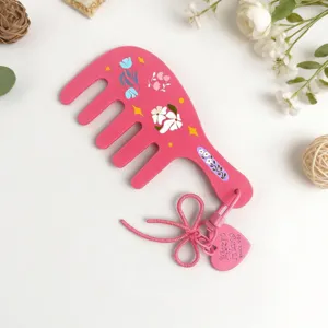 Cellulose Acetate Cartoon Hair Comb Cute Floral Print Big Tooth Portable Anti-Static Hair Grooming Tool For Kids Women