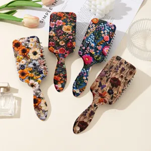 Brosse à Cheveux Coussin d'Air Floral Peinture à l'Huile Rétro Peigne de Massage Cuir Chevelu Anti-Nœuds Outil Coiffure