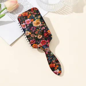 Brosse à cheveux coussin d'air à fleurs rétro brosse plate de massage démêlante