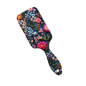 Brosse à cheveux coussin floral peinture à l'huile vintage anti-nœuds massage vue principale