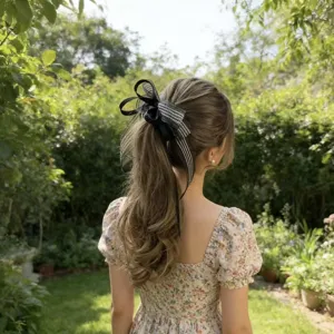 Zwarte haarband met strik voor vrouwen, elegant haaraccessoire voor dagelijkse kapsels