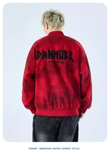 Ανδρικό ρετρό bomber jacket με κέντημα στην πλάτη, casual ανοιξιάτικο ανδρικό πανωφόρι.