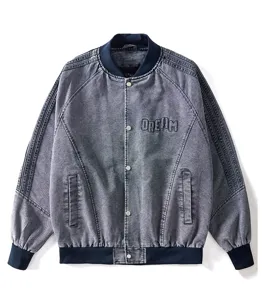 Giacca da baseball in denim uomo primavera casual streetwear vintage cappotto stiloso.