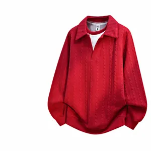 Men's American Fake Two-Piece Lapel Sweatshirt Casual Pullover POLO Shirt For Men Top