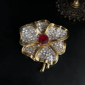 Vintage luxe doré strass fleur broche élégant cristal épingle bijoux accessoire