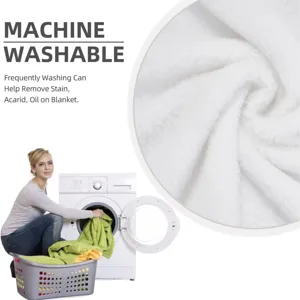 Flannel blanket detail showing soft plush texture and machine washable feature for daily cozy home use.
