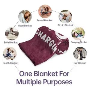 Versatile fleece blanket detail showing multi-scenario usage for home, travel, and outdoor.