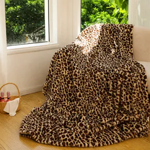 Coperta in Pile Stile Nordico Morbida Calda Coperta in Flanella per Divano Letto Stampa Leopardo Mucca Decorazione Casa