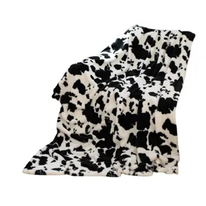 Coperta in flanella con stampa mucca nero e bianco morbida e calda plaid per divano letto salotto