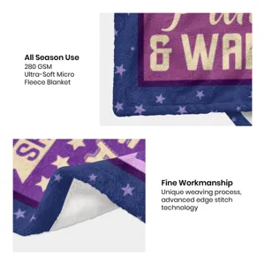 Ultra-soft flannel baby blanket detail, 280 GSM all-season warm kids birthday fleece throw.