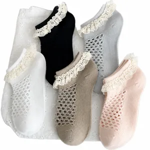 Mujeres calcetines encaje malla verano transpirable hueco delgado invisibles pinkies