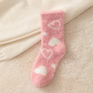 Chaussettes hiver pelucheuses coeur epaisses chaudes douillettes sommeil femmes chic