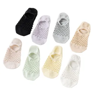 Chaussettes invisibles basses en résille couleur unie pour femmes, chaussettes filet d'été.