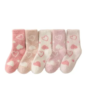 Chaussettes duveteuses en peluche pour femmes, chaussettes d'hiver chaudes et douces, lot de 5.