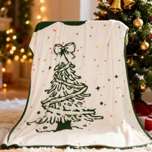 Christmas tree flannel blanket soft plush throw blanket for sofa office holiday gift decor