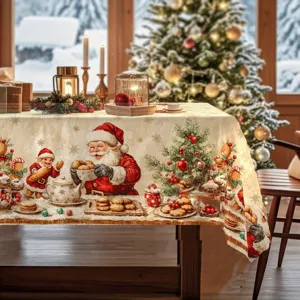 Kerst Tafelkleed Rechthoekig Polyester Vakantie Tafelhoes Feestelijke Eetkamer Tafeldecoratie