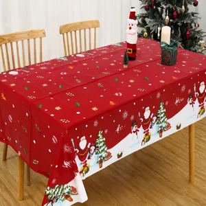 Kerst tafelkleed rood waterdicht feestelijk eettafel hoes met Kerstman kerstdecoratie
