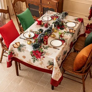 Kersttafelkleed feestelijke tafelbedekking eettafel home decor rood bloemenontwerp