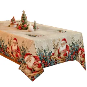Kerst tafelkleed rechthoekig feestelijke tafelbedekking voor eetkamer thuis deco