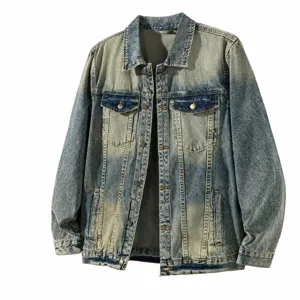 Herren Vintage Waschung Jeansjacke Casual Streetwear Loose Fit Retro Hip Hop Oberbekleidung