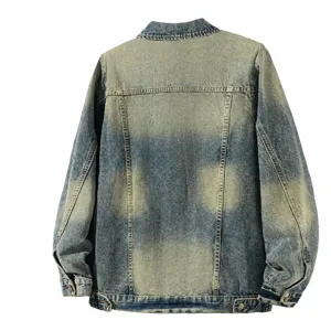 Herren Vintage Waschung Jeansjacke lässige lose Passform Retro Streetwear Oberbekleidung Top.