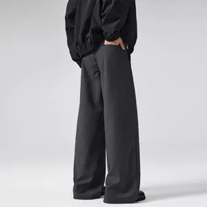 Men casual wool wide leg trousers stylish autumn winter loose drape straight suit pants