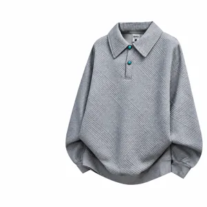 Men's Casual Long Sleeve Polo Neck Hooded Sweatshirt Loose Plus Size Pullover Top