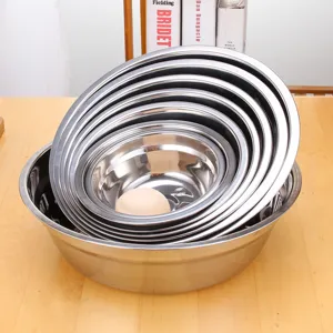 Bassin à Soupe Profond en Acier Inoxydable Bol de Cuisine Ménage Épaissi Poli Bassin de Cuisson Bol à Salade en Métal Conteniteur de Nourriture