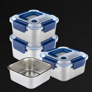 Edelstahl Lunchbox Große Kapazität Luftdichter Lebensmittelbehälter Mit Griff Tragbare Bento Box Für Picknick Und Kühlschrank