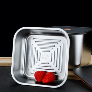 Thickened 316 stainless steel food storage container with airtight lid, 1700ml square kitchen box.