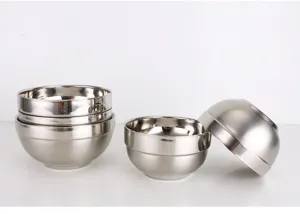 Stainless steel double wall insulated bowl thick thermal metal tableware kitchen soup rice bowl