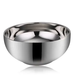 Thickened stainless steel double wall insulated bowl bright polished kitchen tableware main view