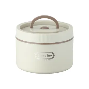 Bento box isolata rotonda portatile, contenitore pranzo in acciaio inossidabile a due.