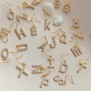 Vergoldete Zirkon Buchstaben Ohrringe Nischen Design Kreative DIY Alphabet Ohrschmuck