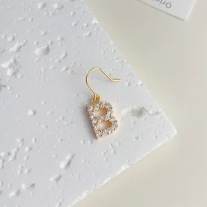 Exquisite 18K vergoldete Zirkonia Buchstabe B Hängeohrringe elegante modische Damenschmuck