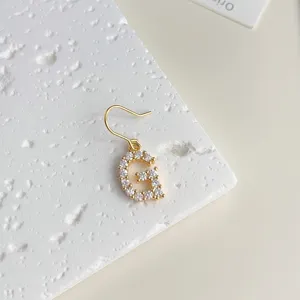 Vergoldete 18k Zirkon Buchstabe G Ohrringe minimalistisches Design Mode Schmuck Accessoire