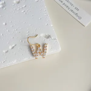 Vergoldete Zirkon Buchstaben W Ohrringe minimalistischer Designer Modeschmuck Damen