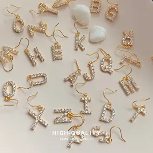 Vergoldete Zirkon Alphabet Ohrringe Mode Kreative DIY Buchstabe Schmuck Accessoires