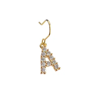Vergoldete Mikro Pave Zirkonia Buchstabe A Haken Ohrringe Nische Design Modeschmuck